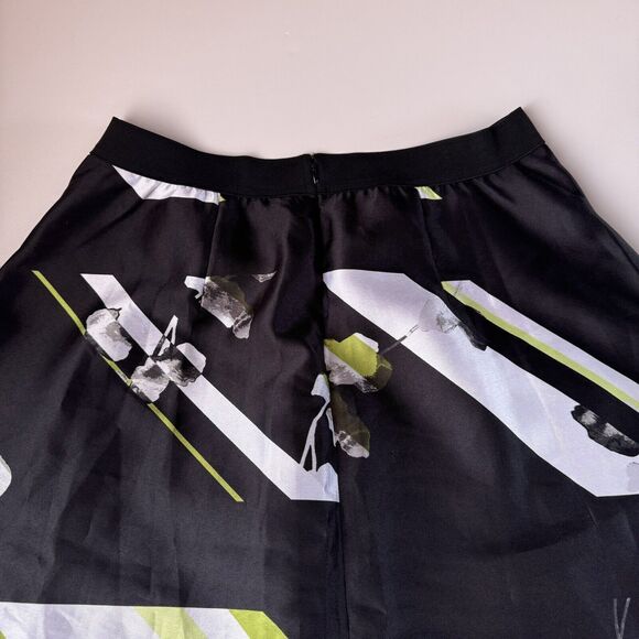 Lane Bryant Women's Full Circle Skirt Black White Lime Block Knee Size 14 - Picture 7 of 11